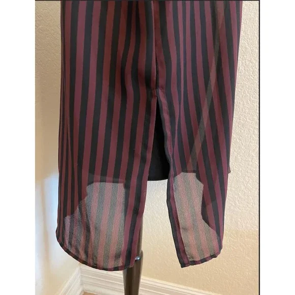 Roxy Wear-Roxanne Heptner Vintage 80s/90s Sheer Striped Buttoned Tunic Sz M - Picture 4 of 6